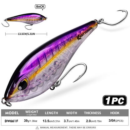 Katyusha DW661 Floating VIB offshore jigging lures in 8 realistic color options