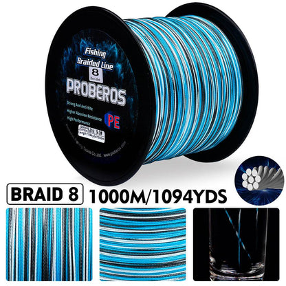 PROBEROS 1000m Braided Fishing Line 8 Strand HYPERDIMENSIONAL SNARE: Wormhole Filament PE Line - Proberos