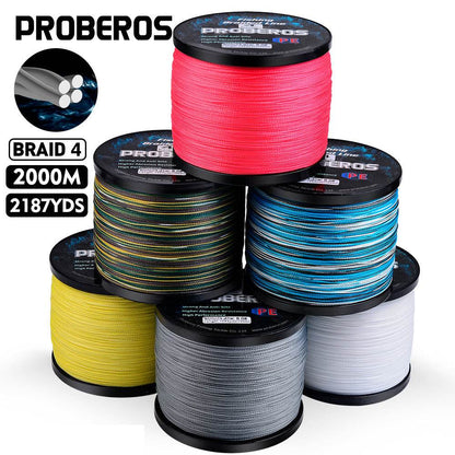 PROBEROS 4 strand braided fishing line 2000m heavy duty PE line spool