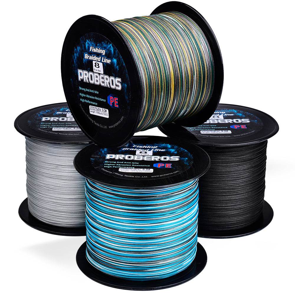 PROBEROS 2000m 8 strand braided fishing line spool front and back view