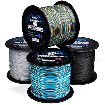 PROBEROS 2000m 8 strand braided fishing line spool front and back view