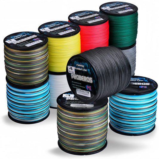 PROBEROS 4-Strand PE Braided Fishing Line 300m 6LB-80LB Zero Stretch 8 Colors Freshwater Saltwater
