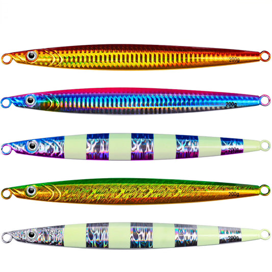PROBEROS Jig slow jigging 100g-200g, 1 uds., fosforescente, luminoso – agua salada
