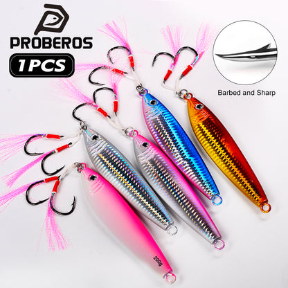 PROBEROS 3D laser scale saltwater slow jigging lure with assist hooks