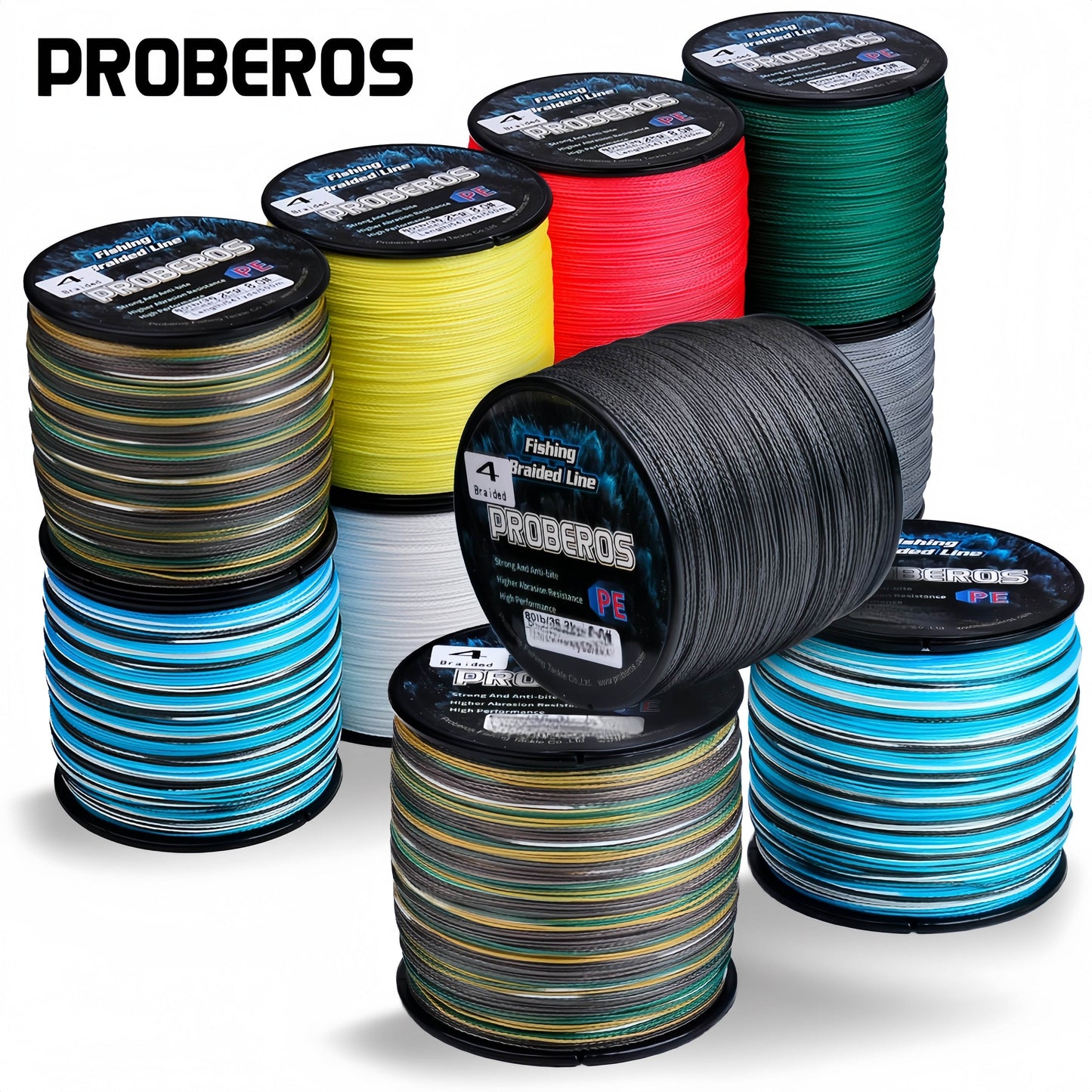 PROBEROS 300m 2000m 4 strand braided PE fishing line spools in multiple colors