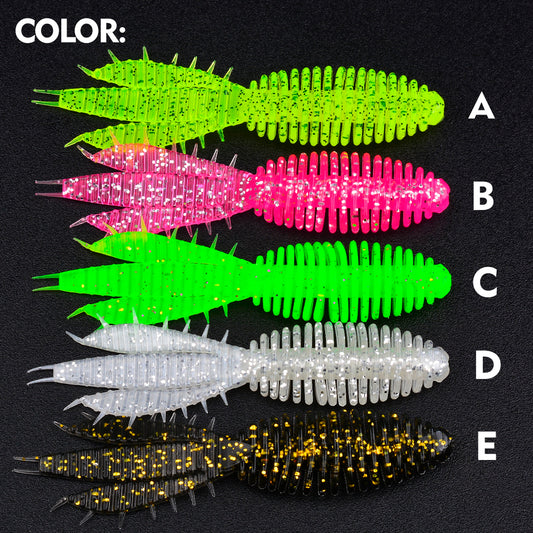 Proberos 5 Color Threaded Fork Tail Silicone Wobblers Set