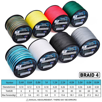 PROBEROS 500m Braided Fishing Line 4 Strand Cryo-to-Inferno Proof｜Ice Fishing to Tropical Battles - Proberos