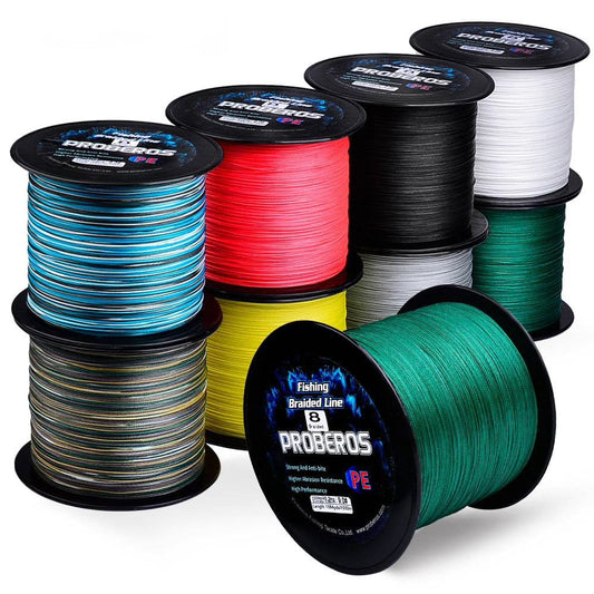 PROBEROS 8-Strand PE Braided Fishing Line 1000m 10LB-100LB Smooth Cast Superline 8 Colors