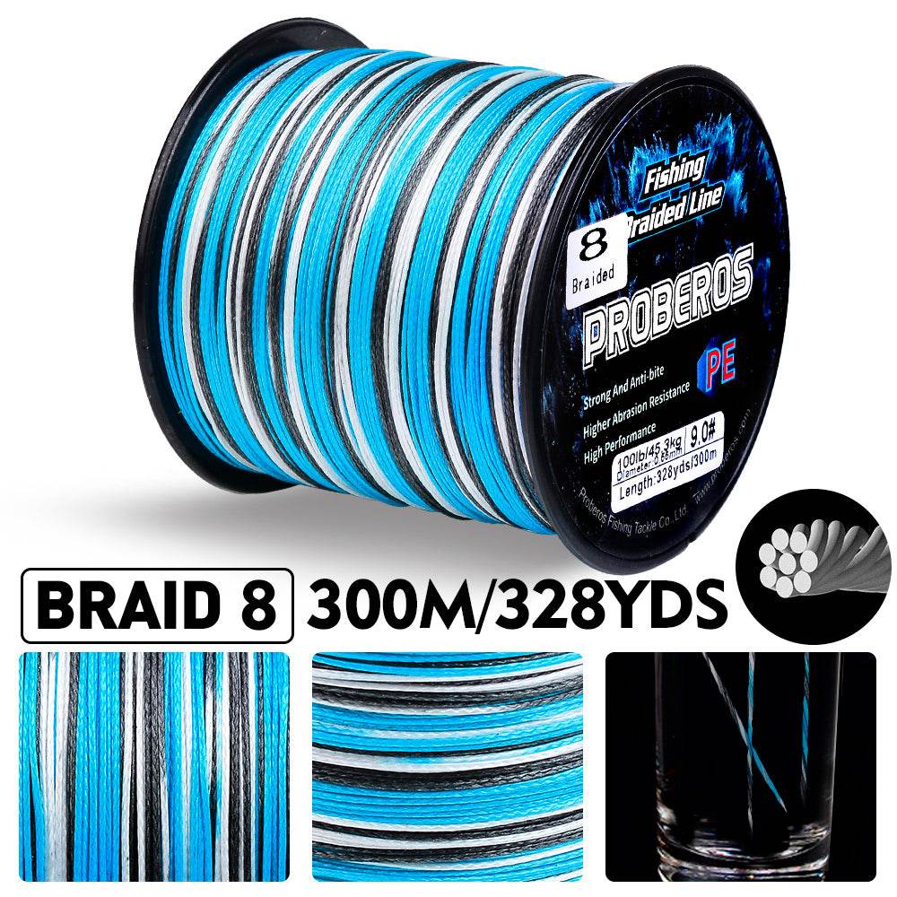 Smooth round profile and 8 strand tight woven PE braid structure of PROBEROS line