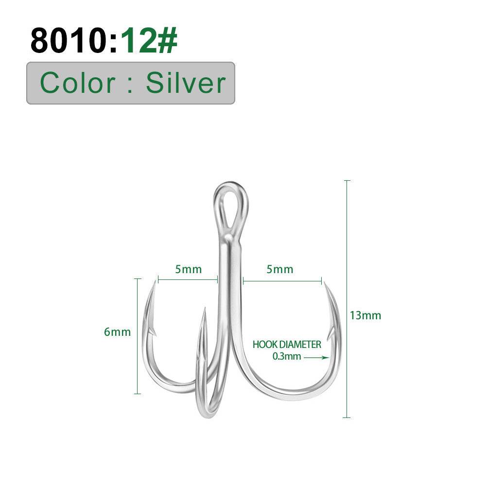 PROBEROS Bright Tin Triple Hook with Barbed Anchor Hook Double Reinforced Bulk Lure Hook Hook 50pcs - Proberos