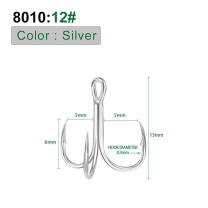 PROBEROS Bright Tin Triple Hook with Barbed Anchor Hook Double Reinforced Bulk Lure Hook Hook 50pcs - Proberos