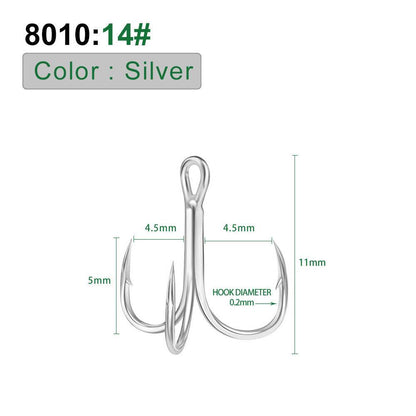 PROBEROS Bright Tin Triple Hook with Barbed Anchor Hook Double Reinforced Bulk Lure Hook Hook 50pcs - Proberos