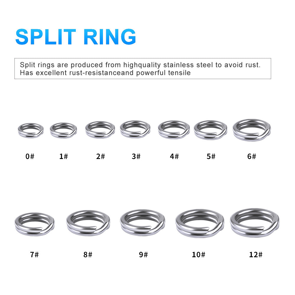 PROBEROS DAC001 Fishing Split Rings Size Chart 0# to 12# Strength Guide