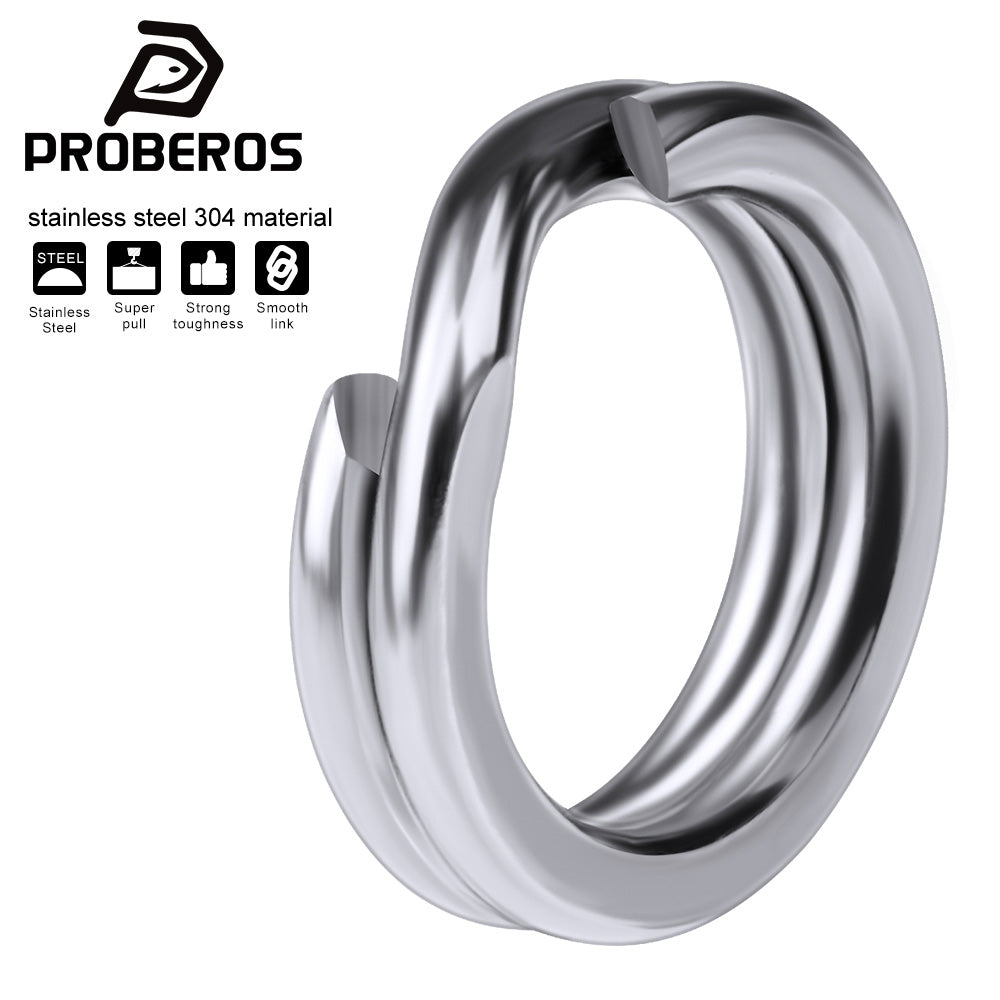 PROBEROS DAC001 Stainless Steel Flat Split Rings Fishing Lure Connector 50Pcs