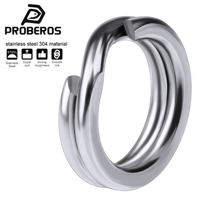 PROBEROS DAC001 Stainless Steel Flat Split Rings Fishing Lure Connector 50Pcs