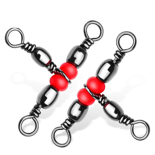 PROBEROS DAC017 Red Bead Three-Way Swivel 1#-7# 20Pcs T-Turn Line Splitter for Surf Bottom Rigs