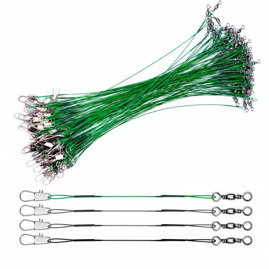 PROBEROS DAC018 Steel Wire Leader with Snap Swivel 15cm-30cm 20Pcs Anti-Bite for Pike Tuna