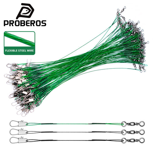 PROBEROS DAC018 Steel Wire Leaders with Snap Swivel 20Pcs Pack