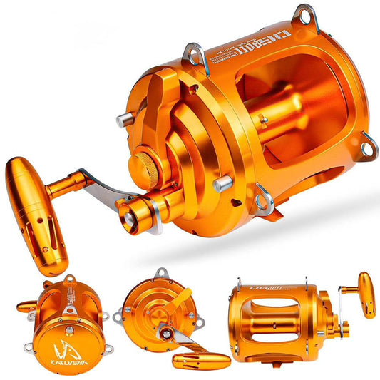 PROBEROS DG80I Naviják slow jigging 2800g / 45kg brzda, dvourychlostní, CNC obrábění – mořská voda