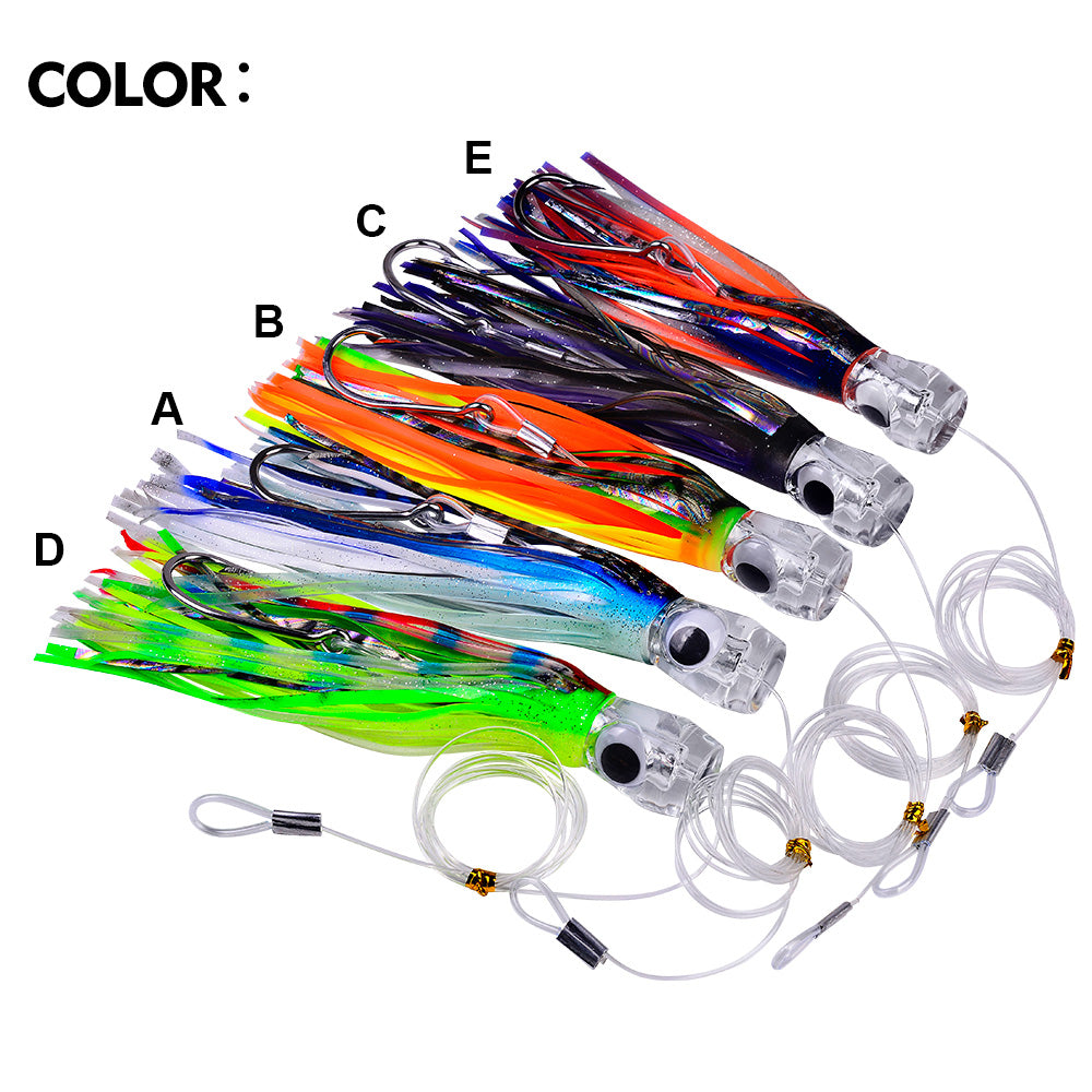 PROBEROS DW327 DW328 resin head octopus trolling lure available in 5 high-visibility colors A B C D E