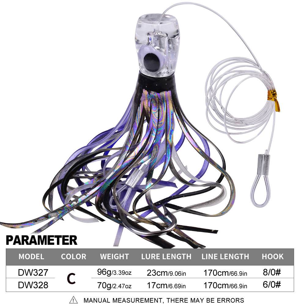 PROBEROS DW327 DW328 acrylic octopus trolling lure in Color c with bionic resin head