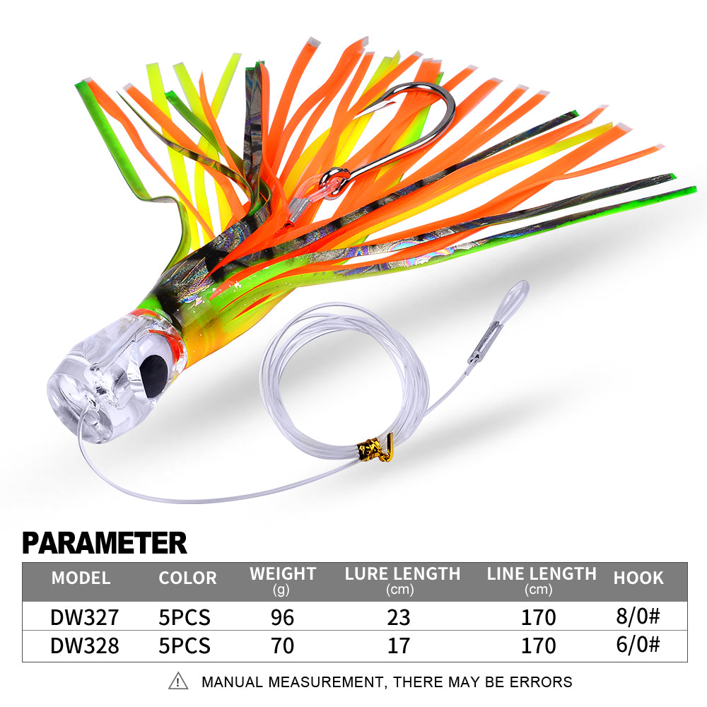 PROBEROS DW327 DW328 trolling lure size chart 17cm 70g DW327 and 23cm 96g DW328