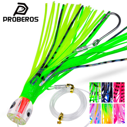 PROBEROS DW329 23cm 96g acrylic resin trolling lure with soft octopus squid skirt and water outlets