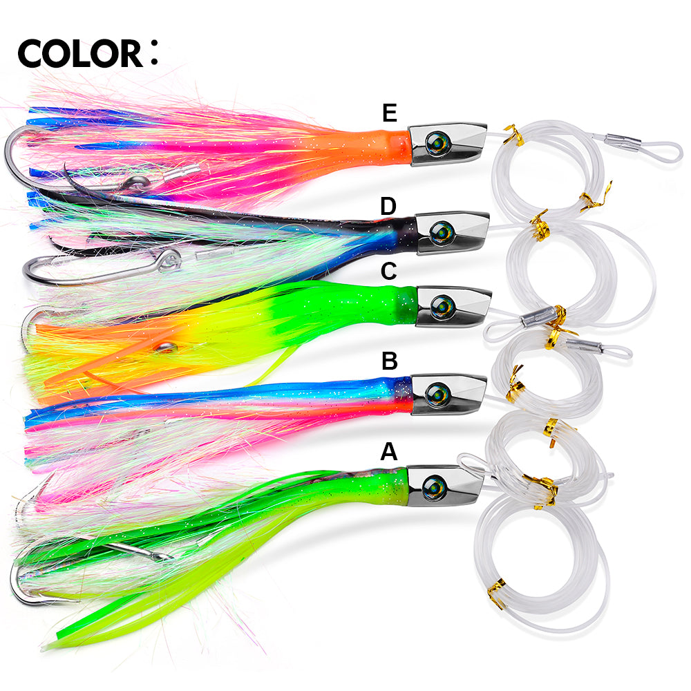 PROBEROS DW330 octopus squid skirt trolling lures available in 5 vivid colors A B C D E