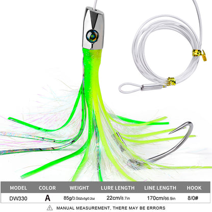 PROBEROS DW330 metal head squid skirt trolling lure in Color A realistic bionic design