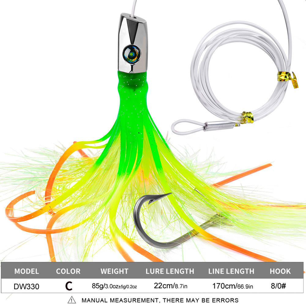 PROBEROS DW330 metal head squid skirt trolling lure in Color c realistic bionic design