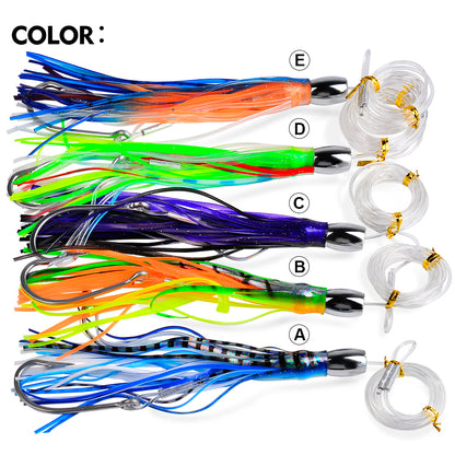 PROBEROS DW331 metal head octopus trolling lure available in 5 high visibility colors A B C D E