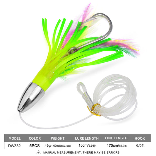 PROBEROS DW332 trolling lure size chart 15cm 5.9 inch length and 48g zinc alloy head weight