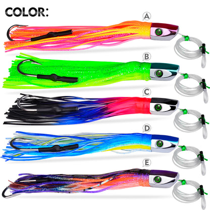 PROBEROS DW347 deep sea trolling lures set in 5 vibrant silicone skirt colors