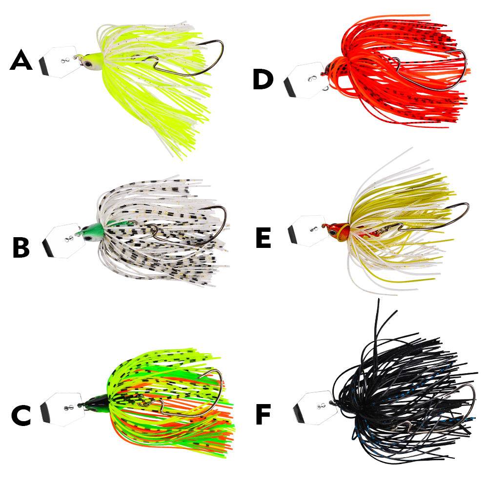 All 6 color options (A to F) of PROBEROS DW373 chatterbait bladed jig lures