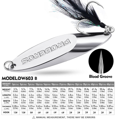 Proberos DW603 metal spoon lure color B gold high reflection finish