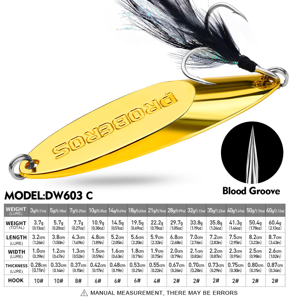 Proberos DW603 metal spoon lure color C vibrant iridescent finish