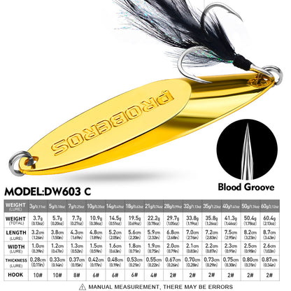 Proberos DW603 metal spoon lure color C vibrant iridescent finish