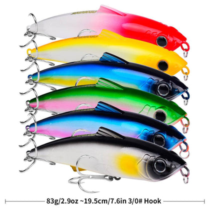 PROBEROS 6pc Big Pencil 19.5cm 83g Sinking Bait Minnow Fishing Lure Laser Hard Artificial Bait 3D Eyes Fishing Wobblers Crankbait Tackle - Proberos