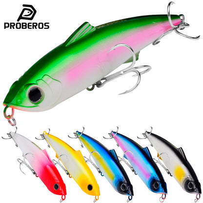 PROBEROS DW604 83g 19.5cm sinking VIB saltwater lure with three 3/0 treble hooks and realistic 3D eyes