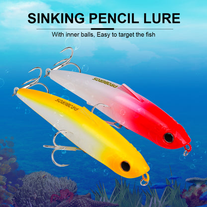 PROBEROS DW604 83g 19.5cm sinking VIB saltwater lure with three 3/0 treble hooks and realistic 3D eyes