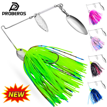 PROBEROS DW610 spinnerbait lure with dual metal blades and silicone skirt