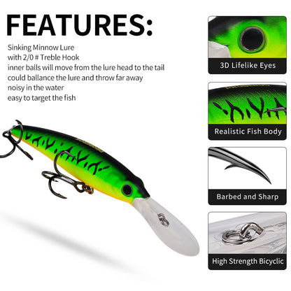 High reflective laser holographic scale pattern on PROBEROS DW612 sinking minnow lure body