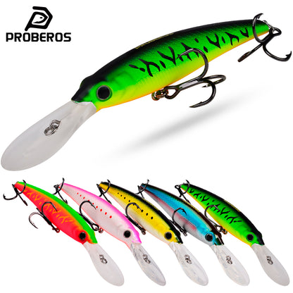 PROBEROS DW612 19cm 54g saltwater sinking minnow lure with sharp treble hooks and realistic 3D eyes