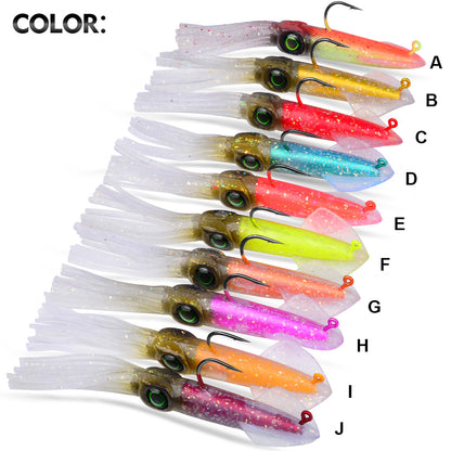 PROBEROS DW6127 silicone octopus squid soft lures available in 10 vivid color options