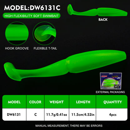 PROBEROS DW6131 Segmented Soft Swimbait Color C Bright Green