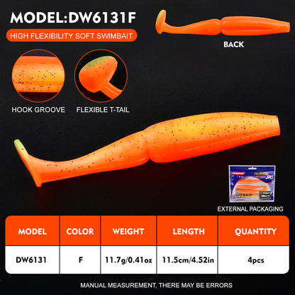 PROBEROS DW6131 Segmented Soft Swimbait Color F Black Orange