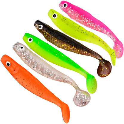 PROBEROS DW6132 Paddle Tail Soft Swimbait Lure 12Pcs Set for Bass Trout