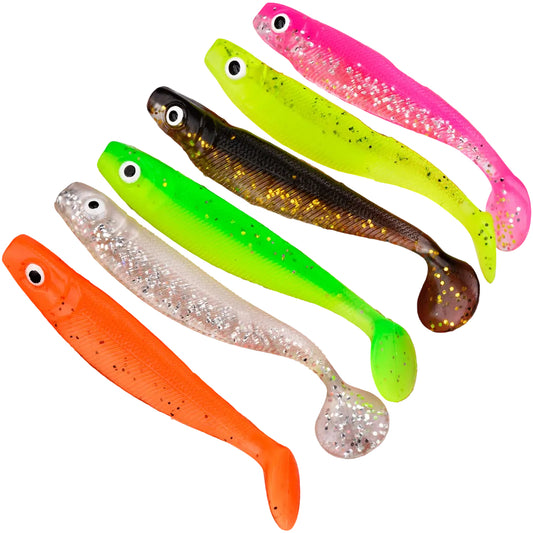 PROBEROS DW6132 Paddle Tail Soft Swimbait Lure 12Pcs Set for Bass Trout