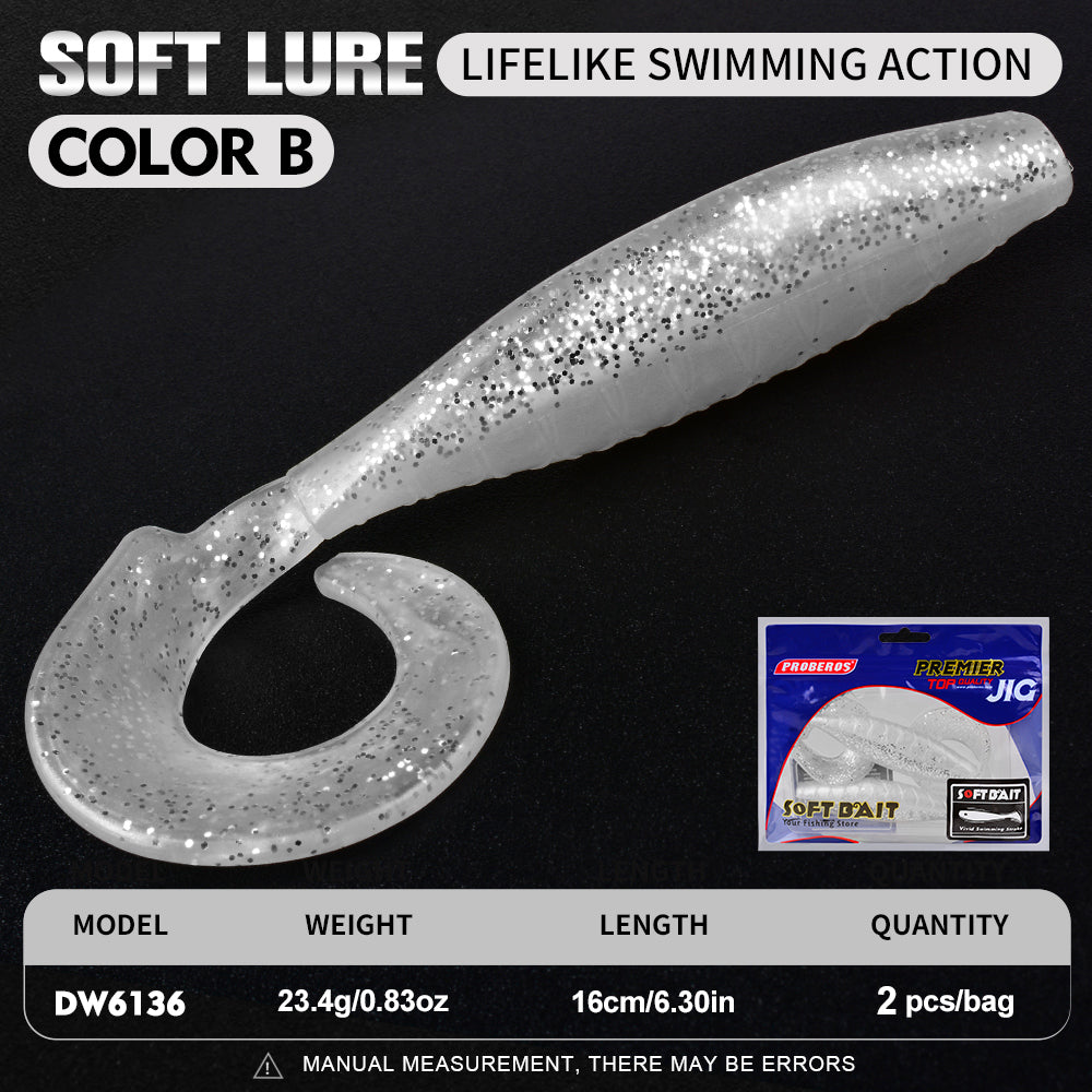 Proberos DW6136 curly tail soft grub lure color B 16cm 23.4g
