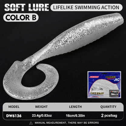 Proberos DW6136 curly tail soft grub lure color B 16cm 23.4g